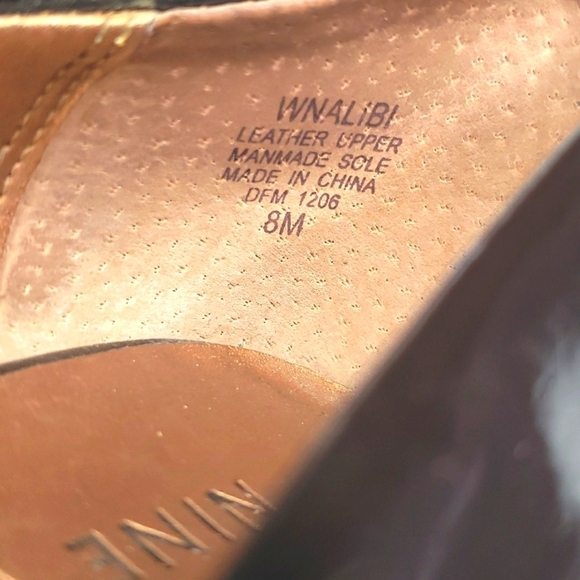 Nine West Brown Heels Size 8 peep toe patent "Alibi" - Picture 4 of 10